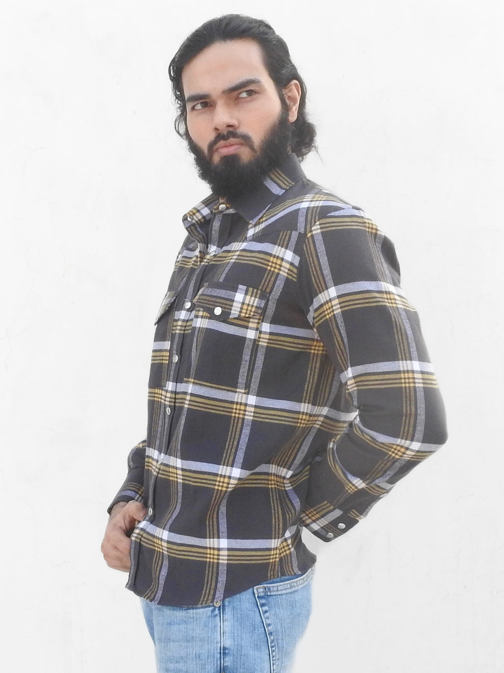 Western Contrast Checkered Shirt