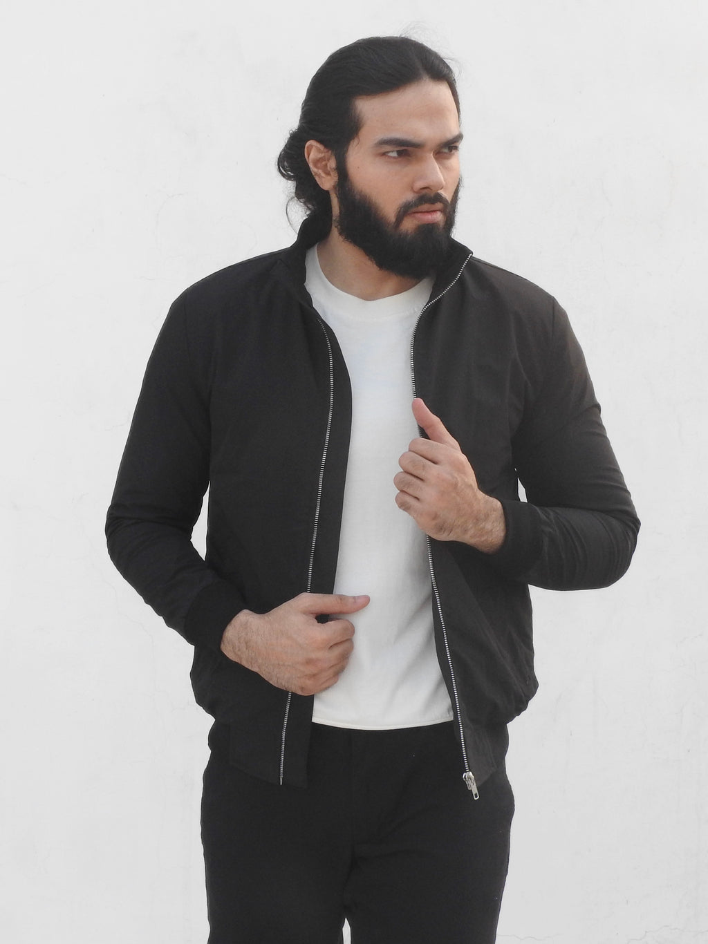 Slim Fit Black Bomber Jacket
