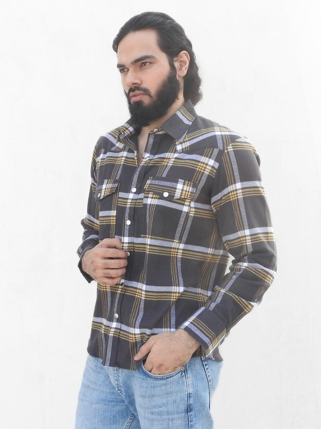 Western Contrast Checkered Shirt