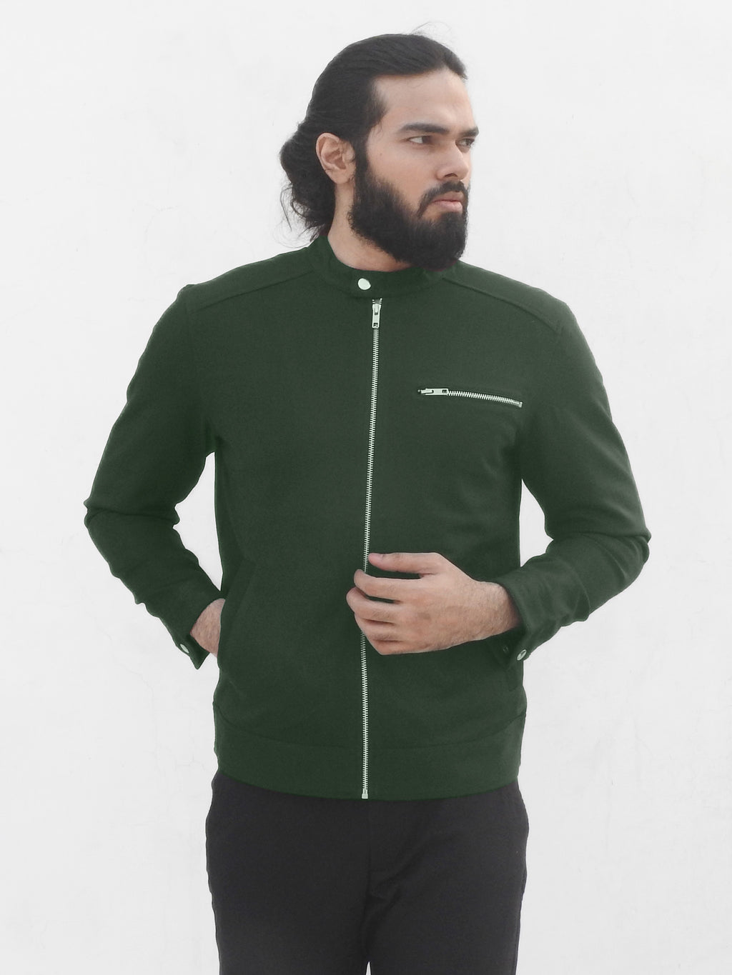 Green Mandarin Collar Jacket