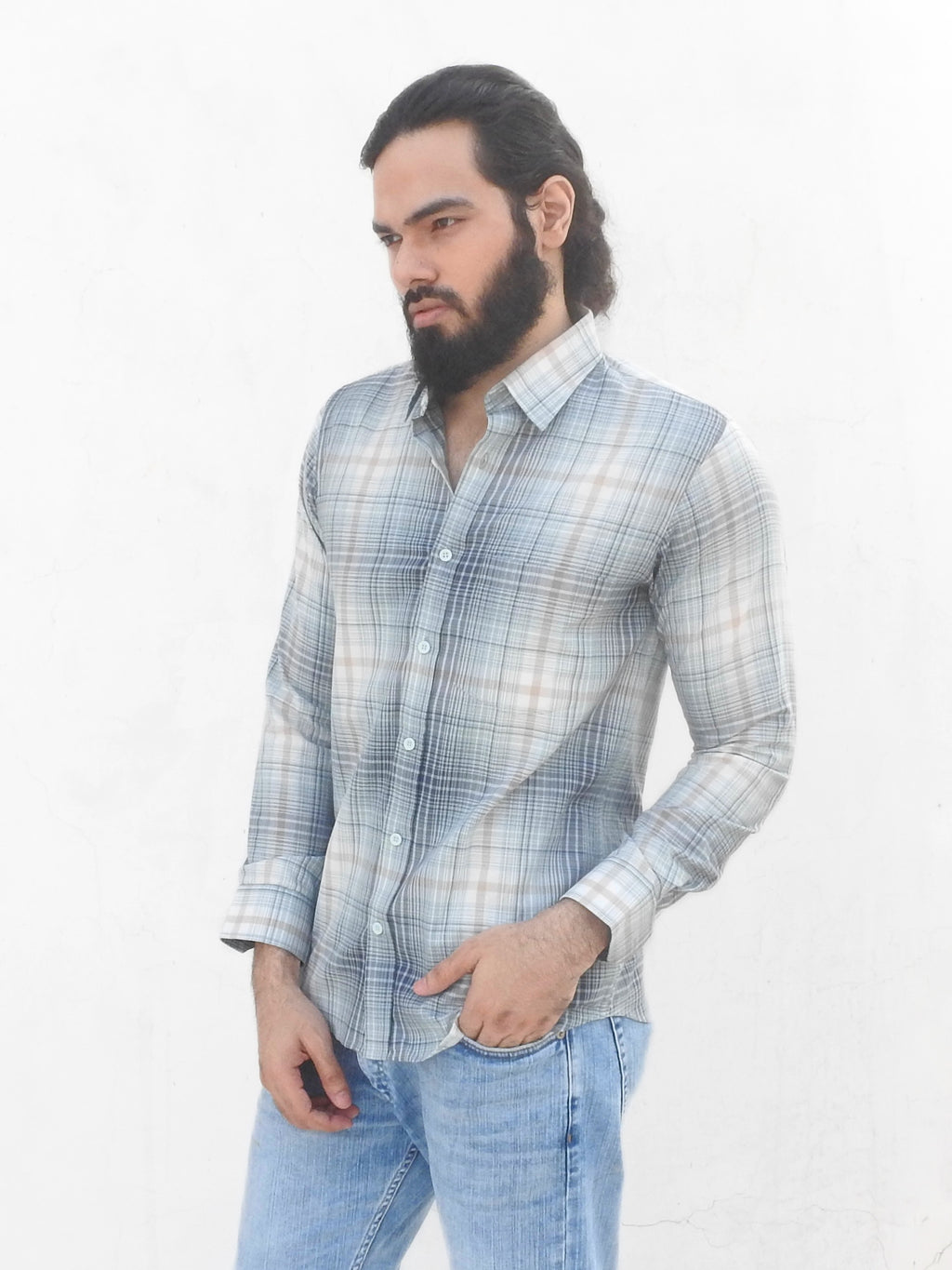 Sky Blue Checkered Shirt