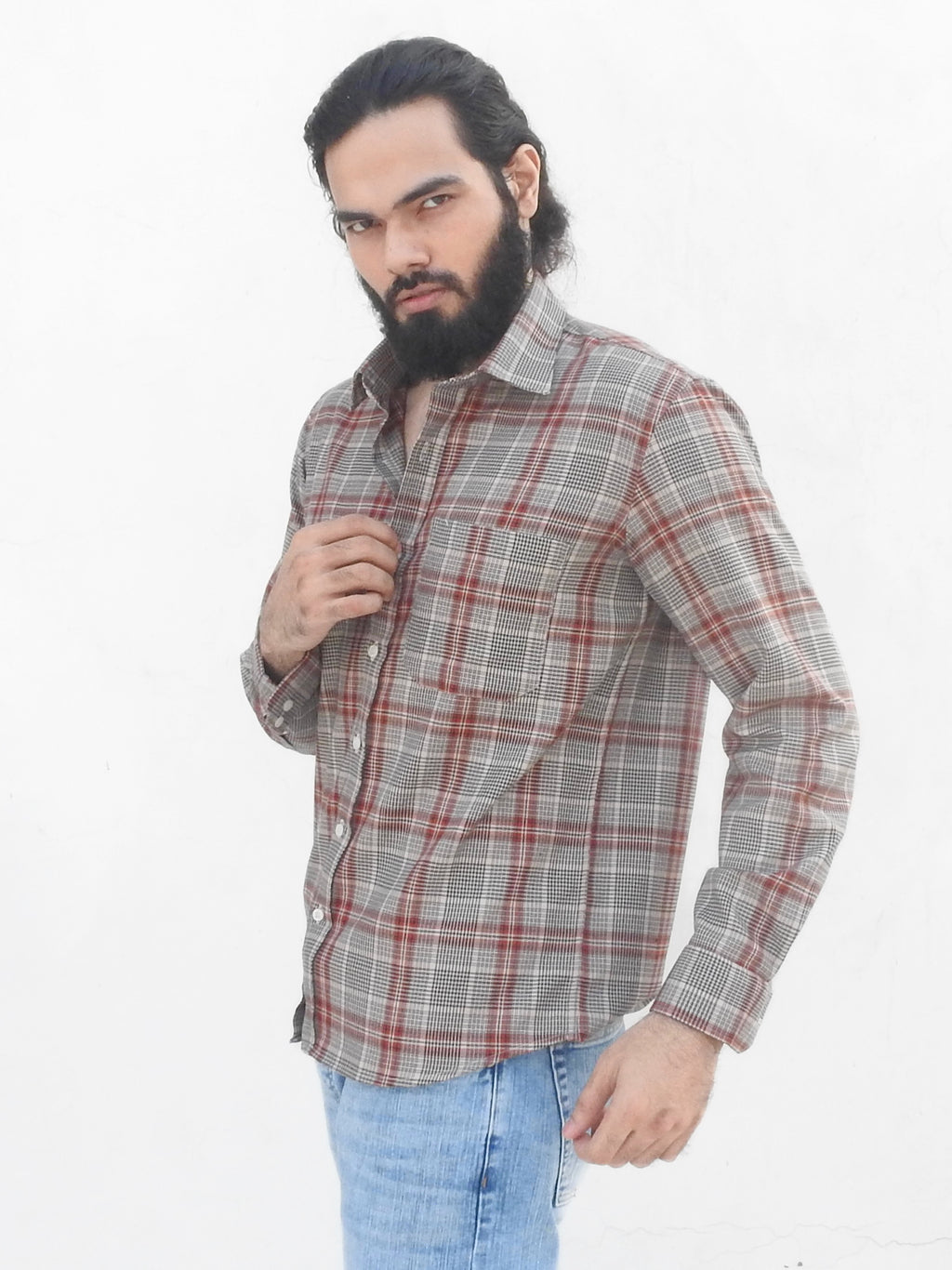 Broad Windowpane Checkered Shirt