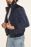 Slim Fit Blue Bomber Jacket