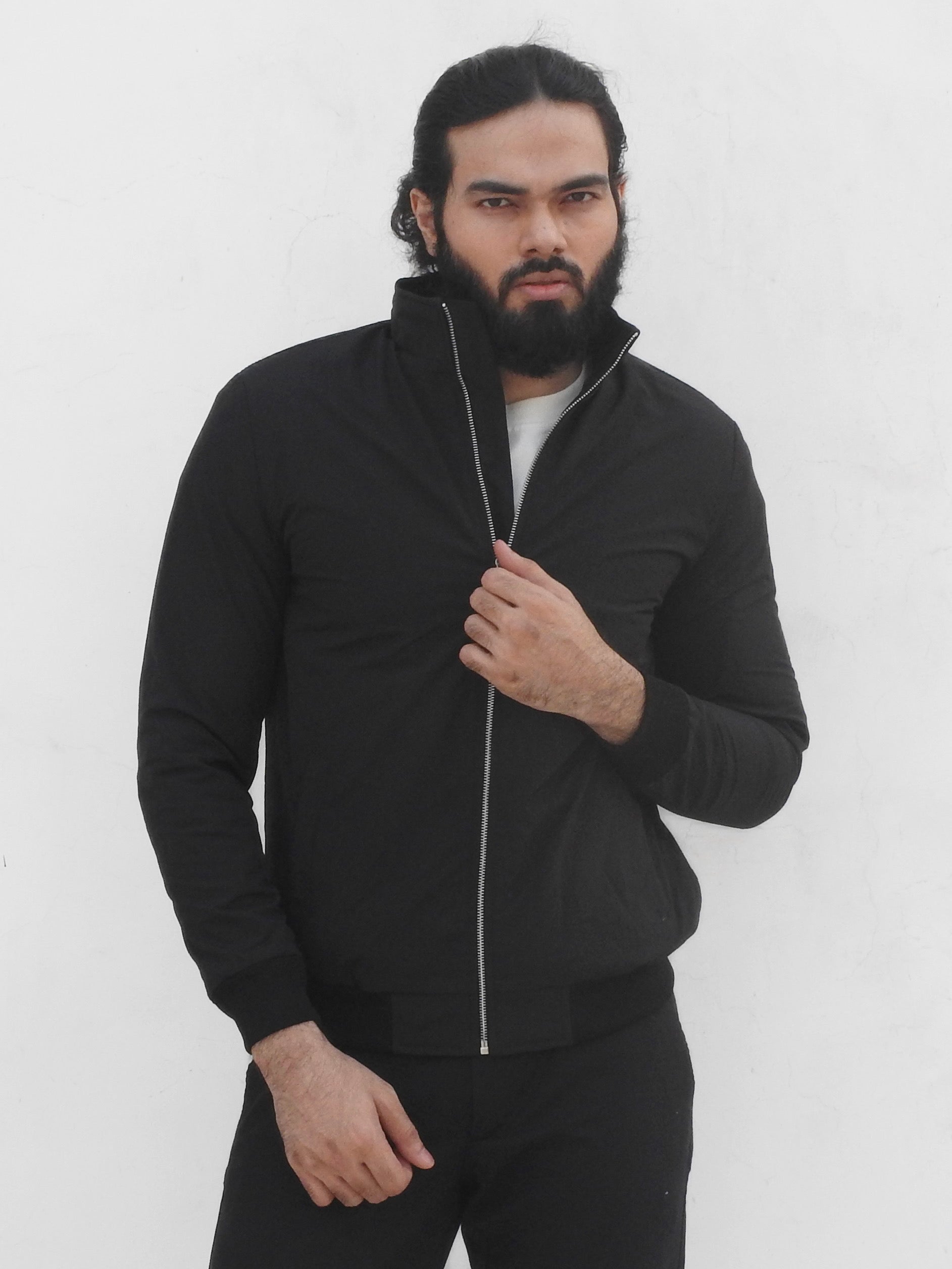 Slim Fit Black Bomber Jacket