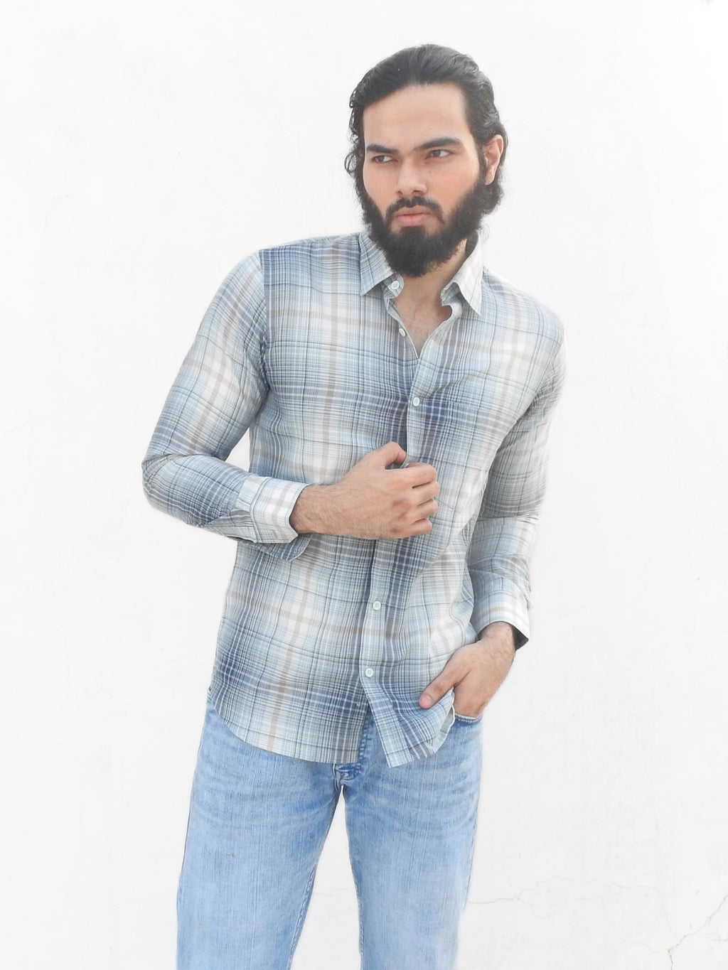 Sky Blue Checkered Shirt