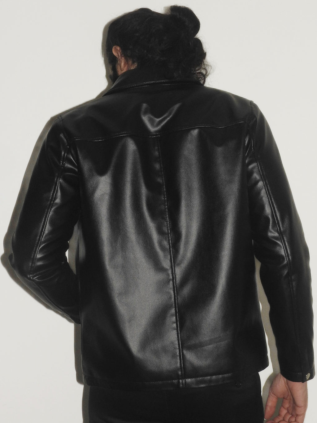 Black PU Regular Fit Jacket