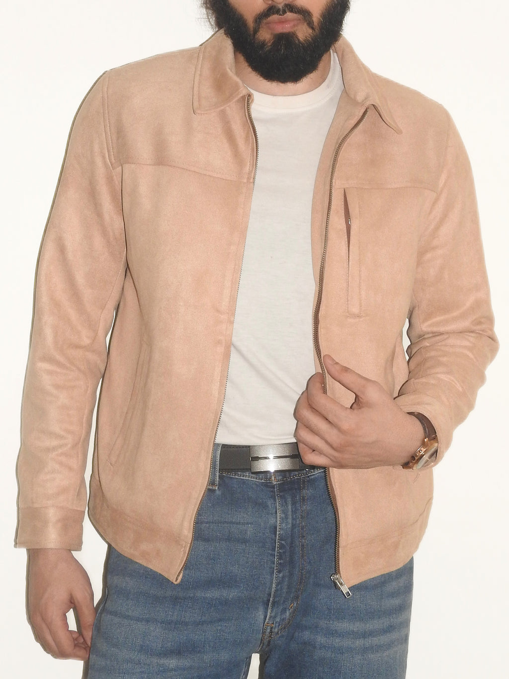 Light Beige Suede Jacket