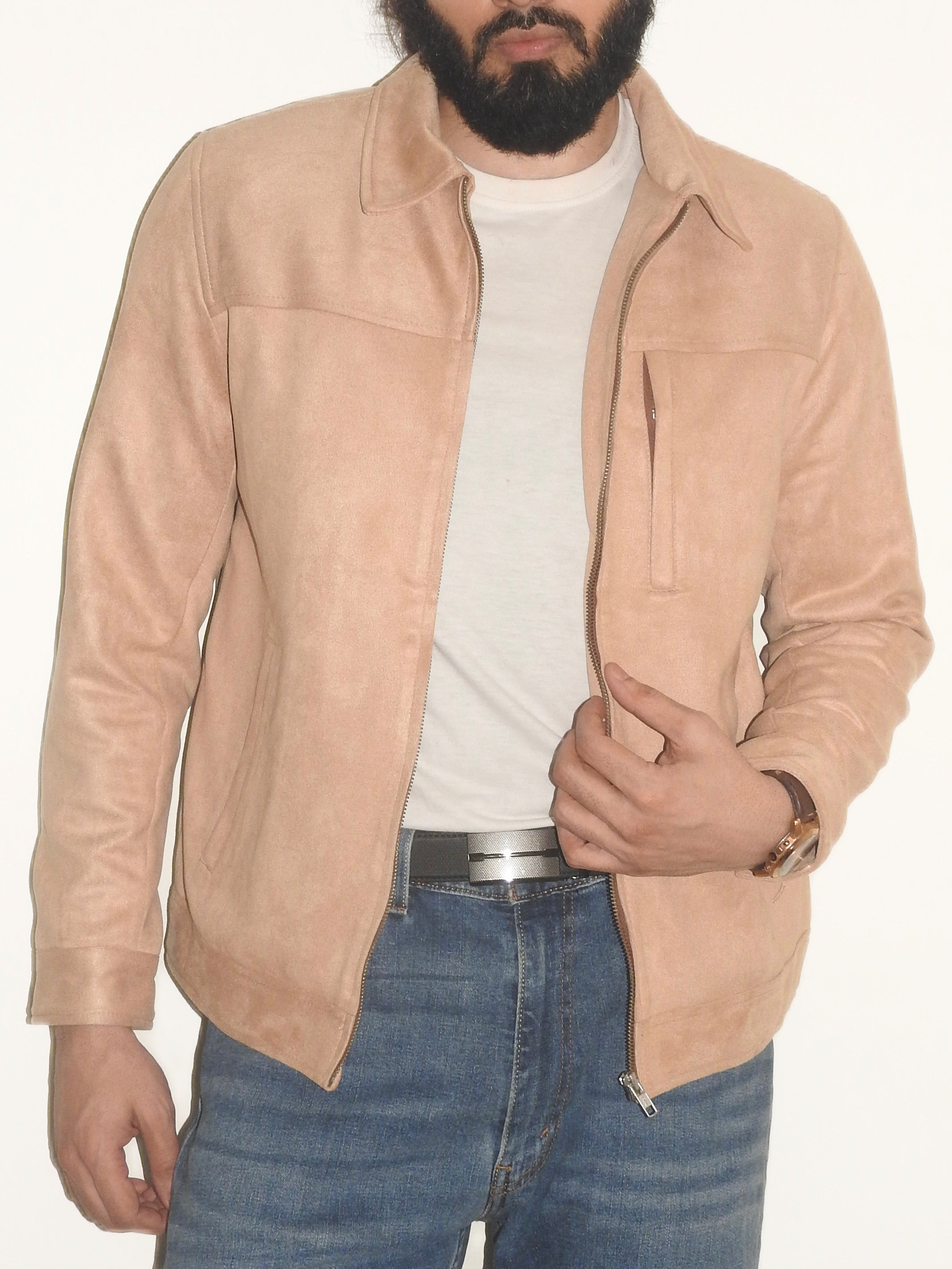 Light Beige Suede Jacket