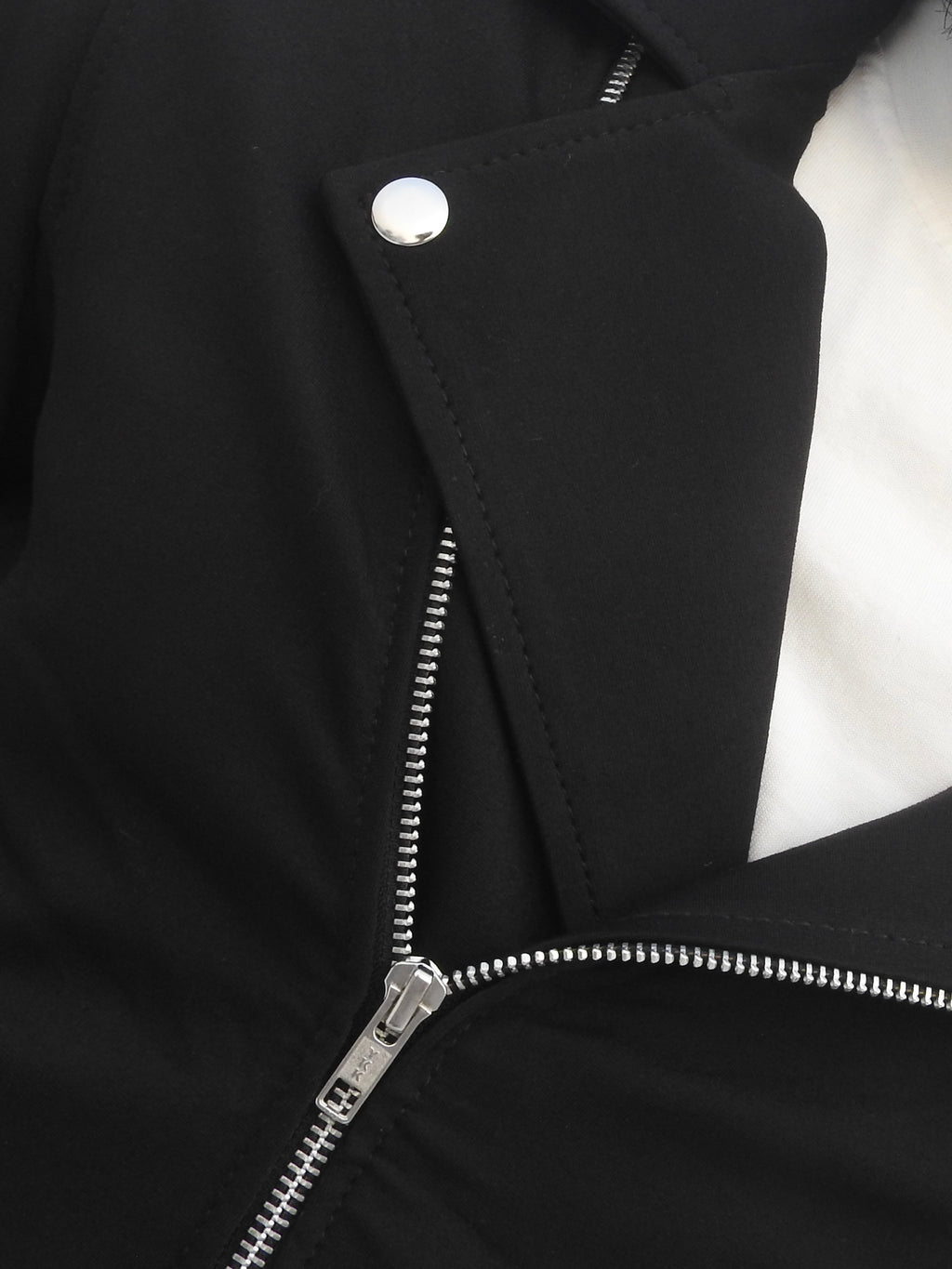 Black Stretchable Biker Jacket