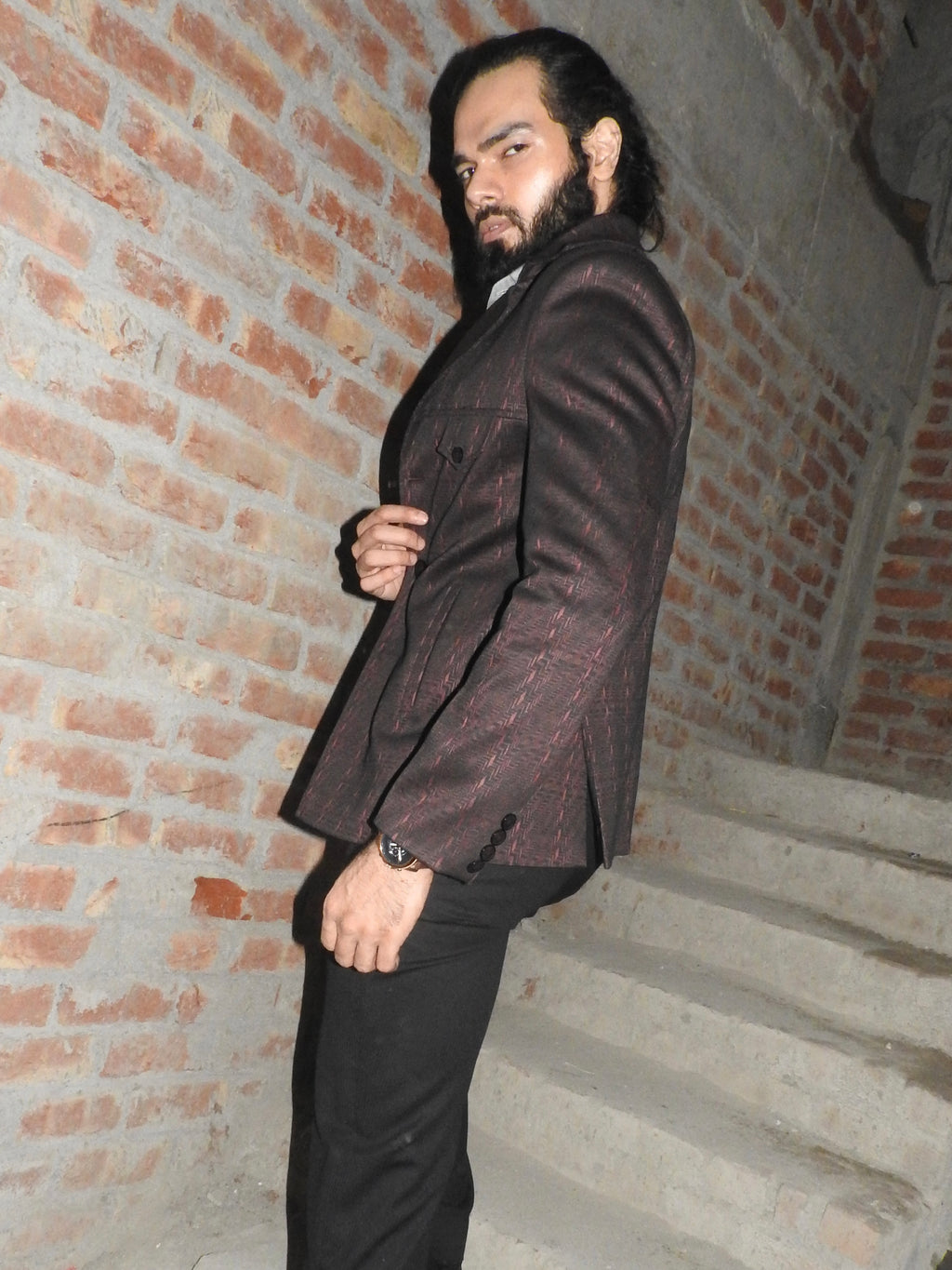 Vintage Casual Blazer - Wine