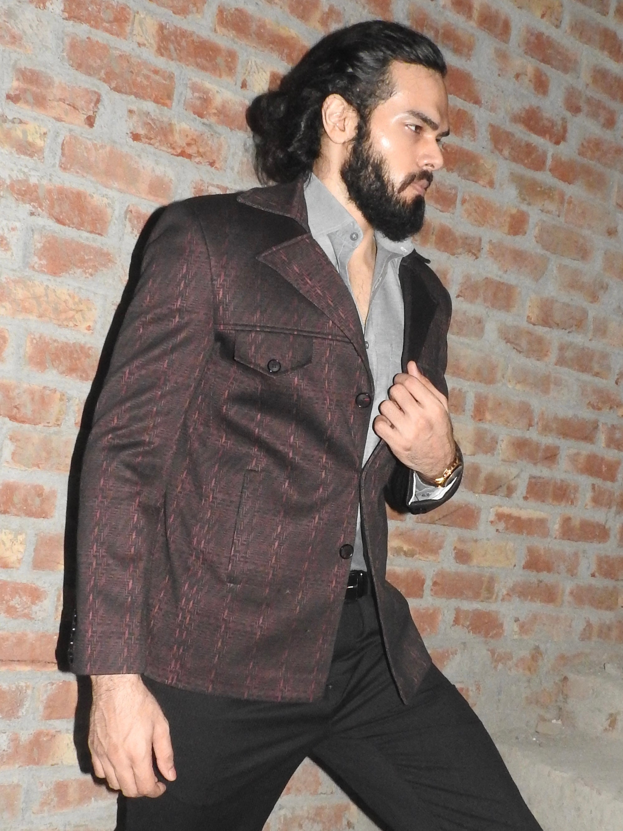Vintage Casual Blazer - Wine