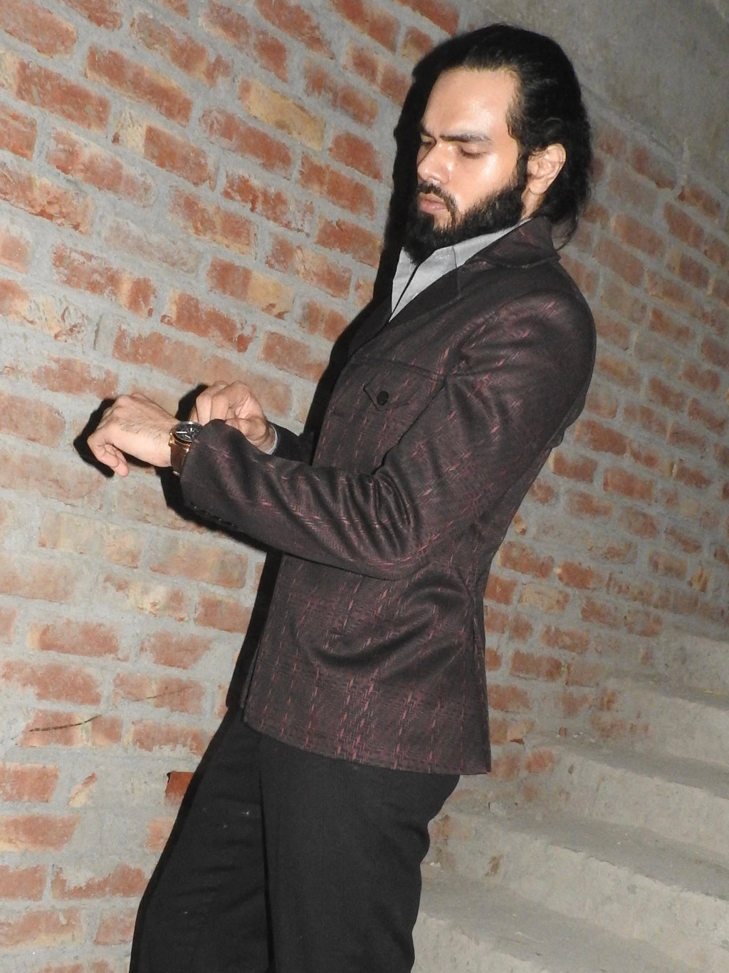 Vintage Casual Blazer - Wine