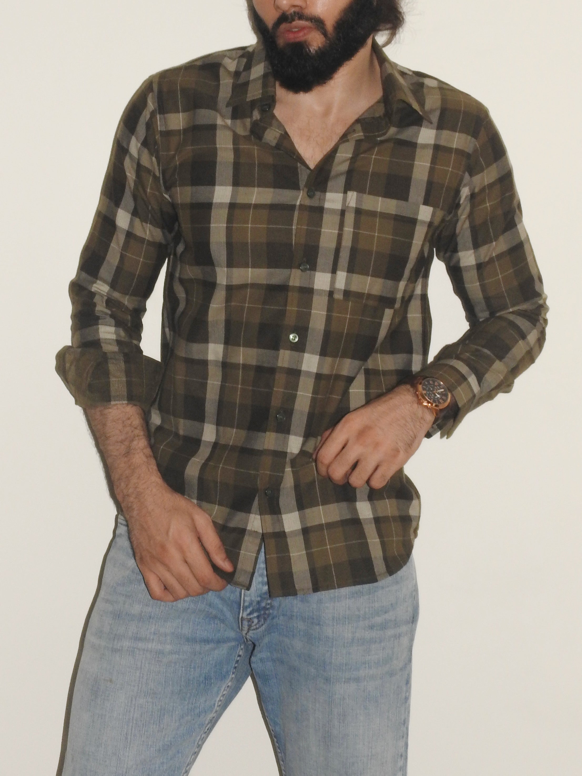 Green Corduroy Check Shirt