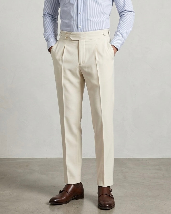 Classic Double Buttoned Cream Gurkha Pant