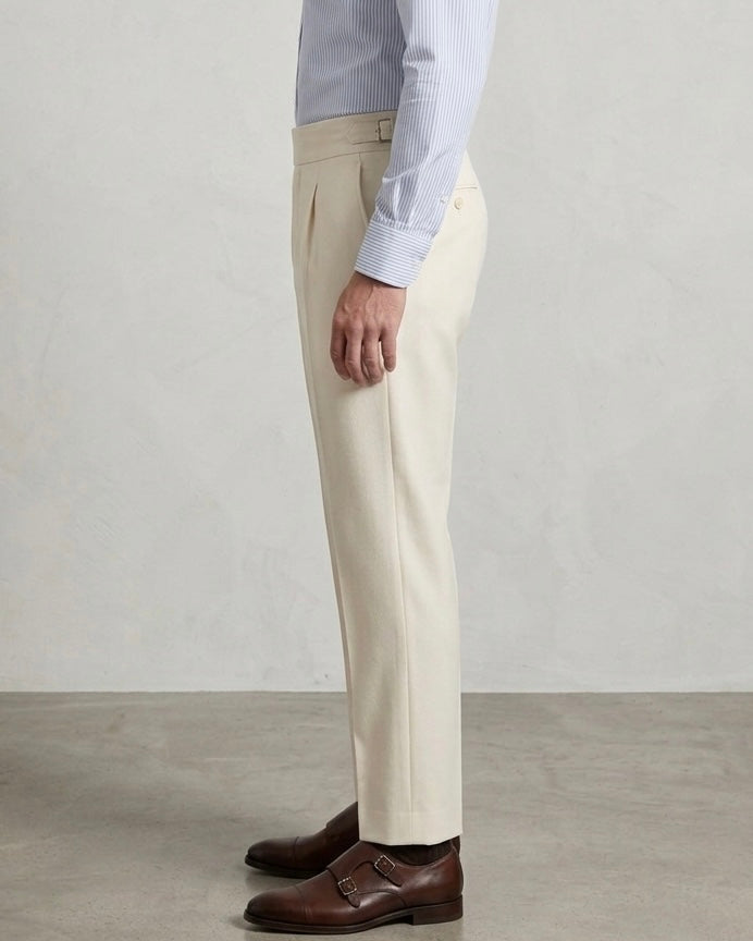 Classic Double Buttoned Cream Gurkha Pant