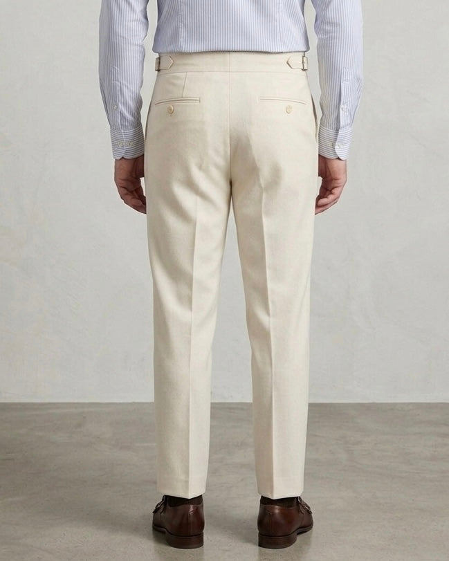 Classic Double Buttoned Cream Gurkha Pant