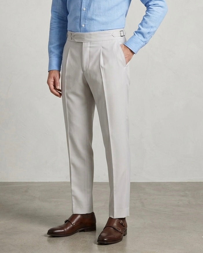Classic Double Buttoned Light Grey Gurkha Pant