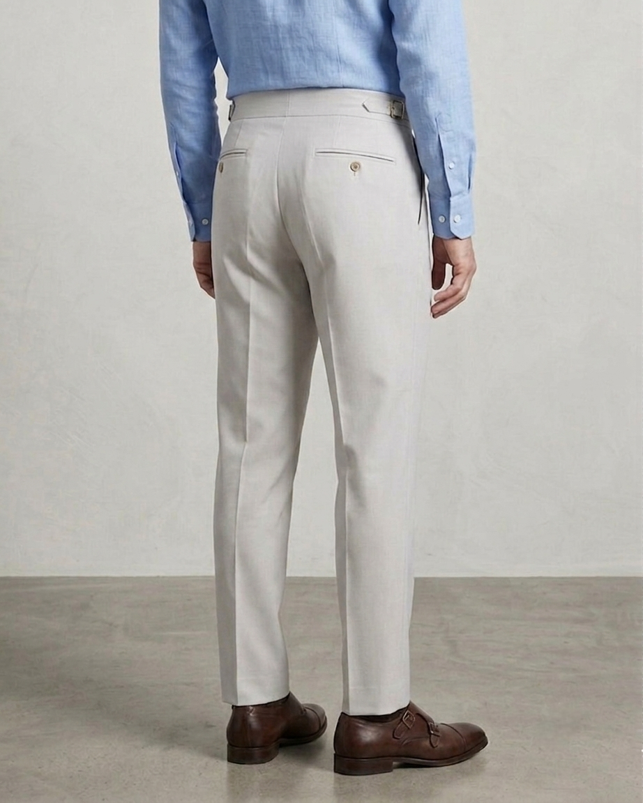 Classic Double Buttoned Light Grey Gurkha Pant