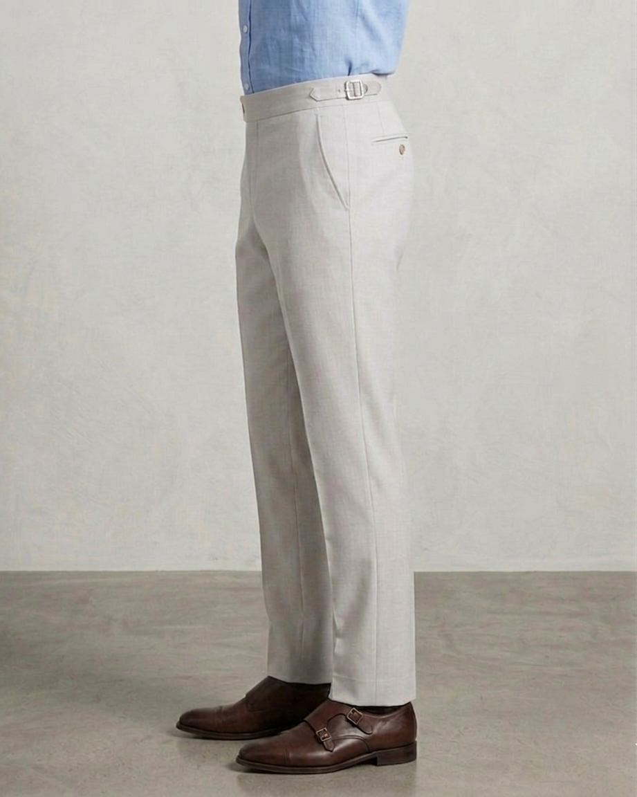Classic Double Buttoned Light Grey Gurkha Pant