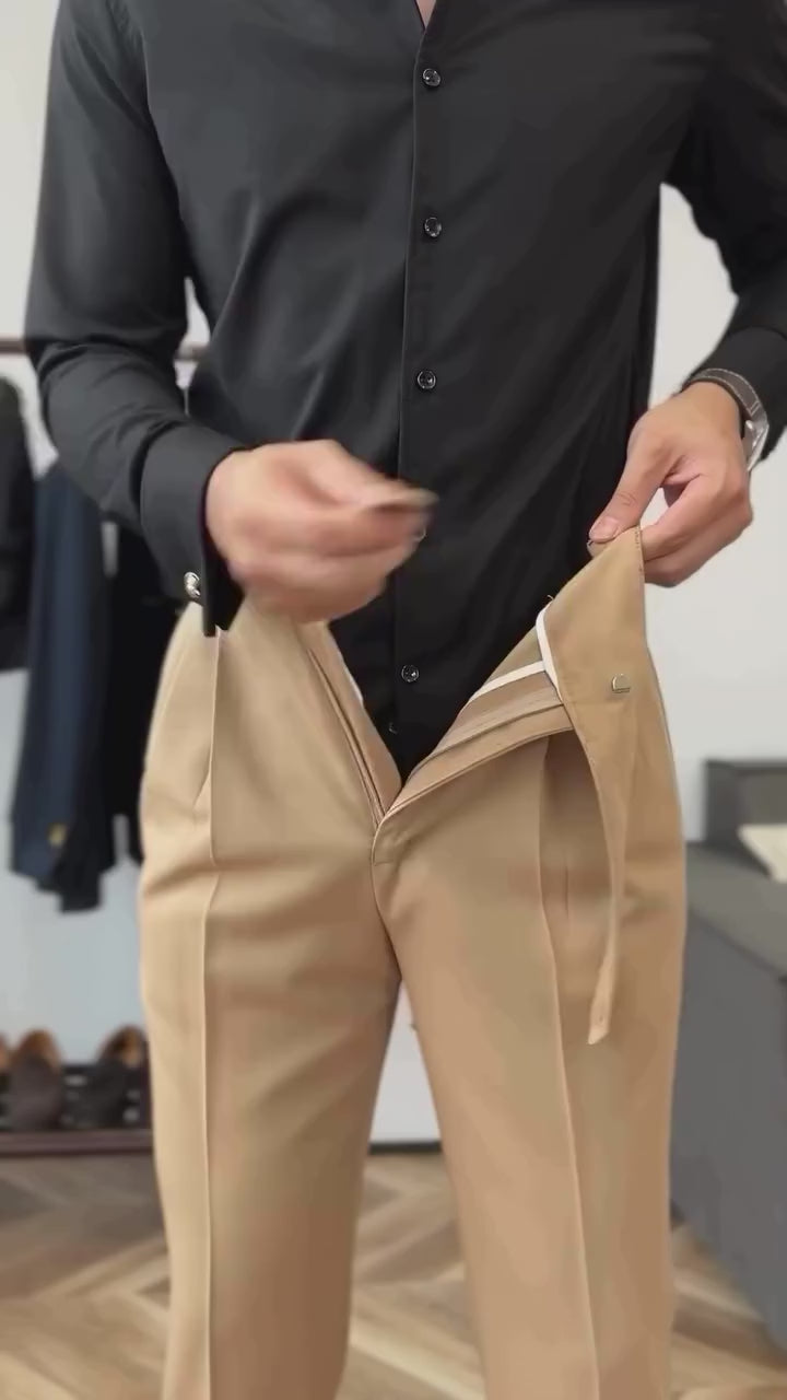 Classic Double Buttoned Tan Pleated Gurkha Pant
